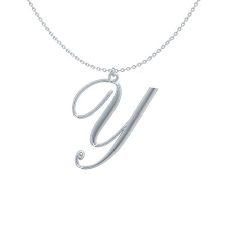 Big Initial Y Necklace in 925 Sterling Silver