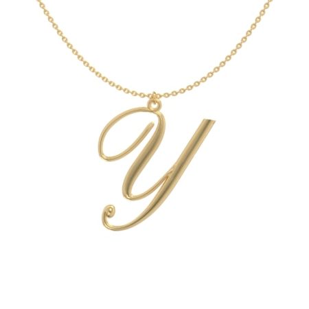 Big Initial Y Necklace in 18K Gold Plating