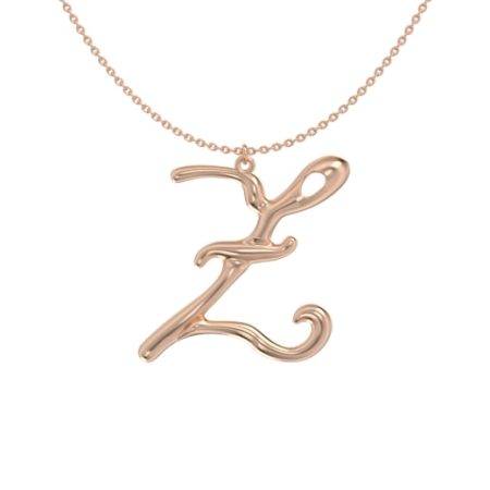 Big Initial Z Necklace in 18K Rose Gold Plating