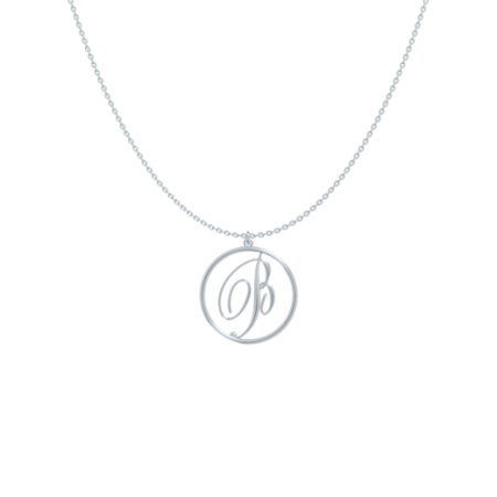 Circle Letter B Necklace-1 in 925 Sterling Silver