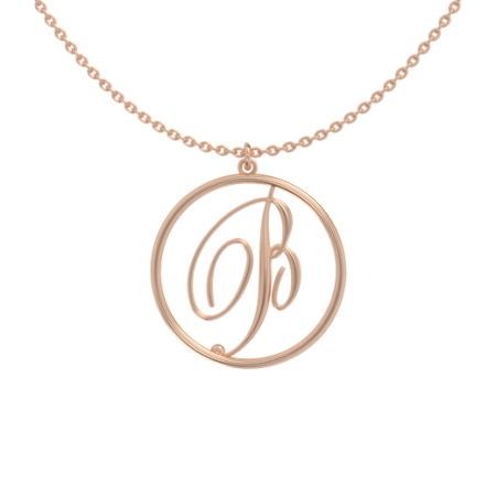 Circle Letter B Necklace in 18K Rose Gold Plating