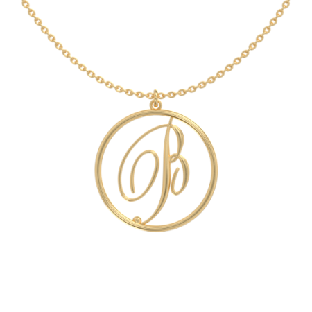 Circle Letter B Necklace in 18K Gold Plating