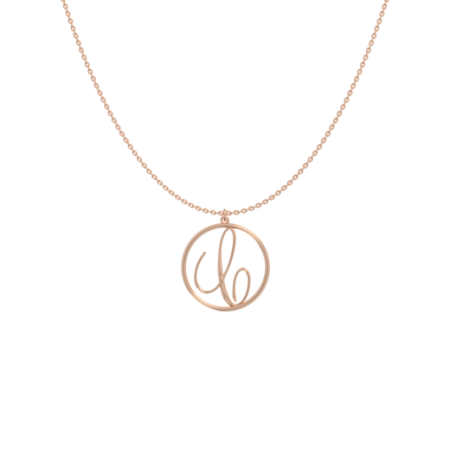 Circle Letter C Necklace-1 in 18K Rose Gold Plating