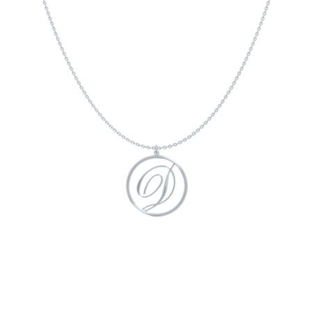 Circle Letter D Necklace-1 in 925 Sterling Silver