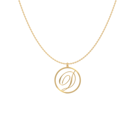Circle Letter D Necklace-1 in 18K Gold Plating