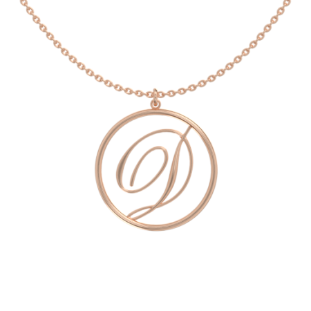Circle Letter D Necklace in 18K Rose Gold Plating