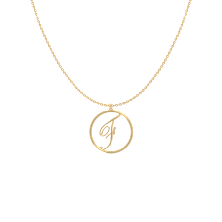 Circle Letter F Necklace-1 in 18K Gold Plating