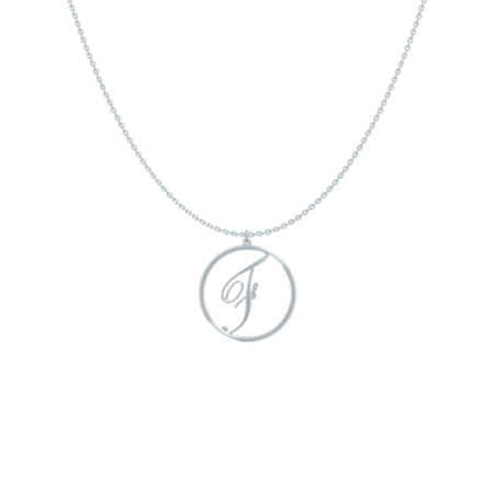 Circle Letter F Necklace-1 in 925 Sterling Silver