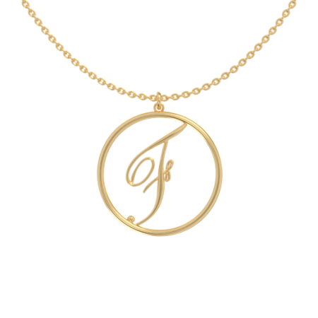 Circle Letter F Necklace in 18K Gold Plating