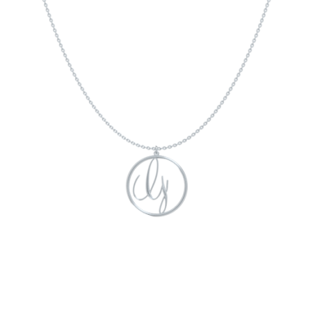Circle Letter G Necklace-1 in 925 Sterling Silver