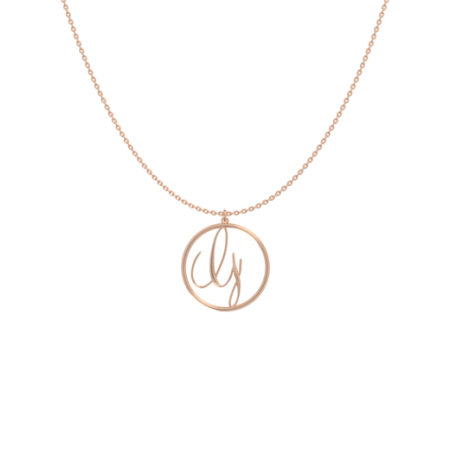 Circle Letter G Necklace-1 in 18K Rose Gold Plating