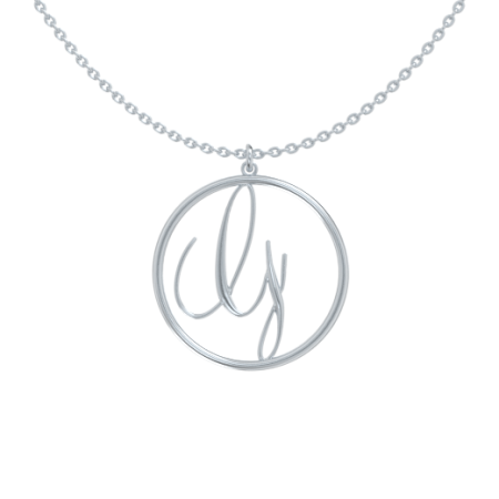 Circle Letter G Necklace in 925 Sterling Silver
