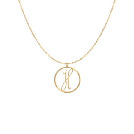 Circle Letter H Necklace-1 in 18K Gold Plating