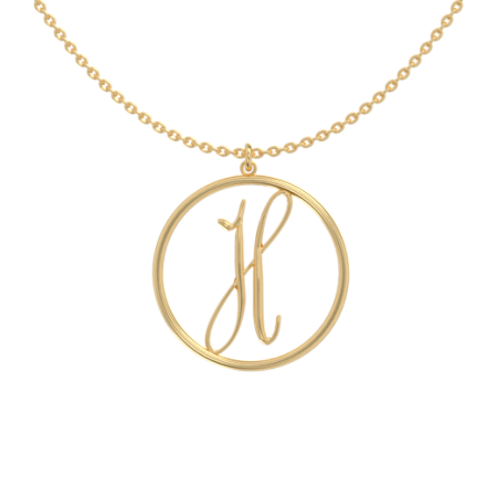 Circle Letter H Necklace in 18K Gold Plating