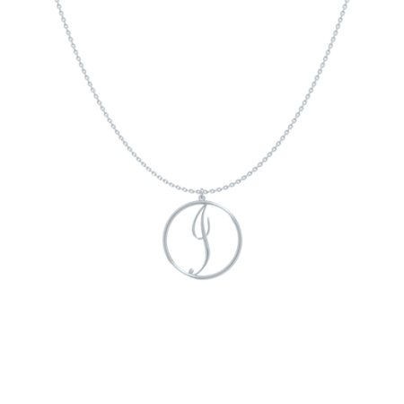 Circle Letter I Necklace-1 in 925 Sterling Silver
