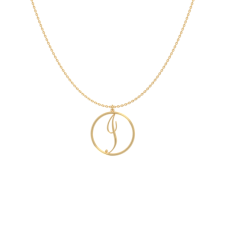 Circle Letter I Necklace-1 in 18K Gold Plating