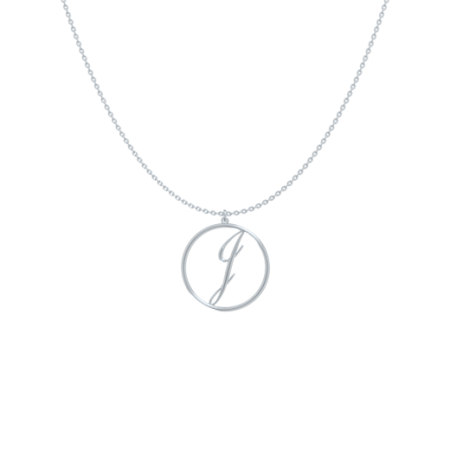 Circle Letter J Necklace-1 in 925 Sterling Silver