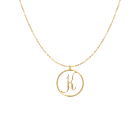 Circle Letter K Necklace-1 in 18K Gold Plating