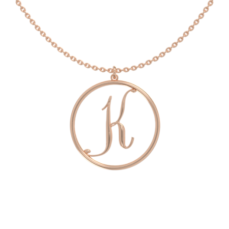 Circle Letter K Necklace in 18K Rose Gold Plating