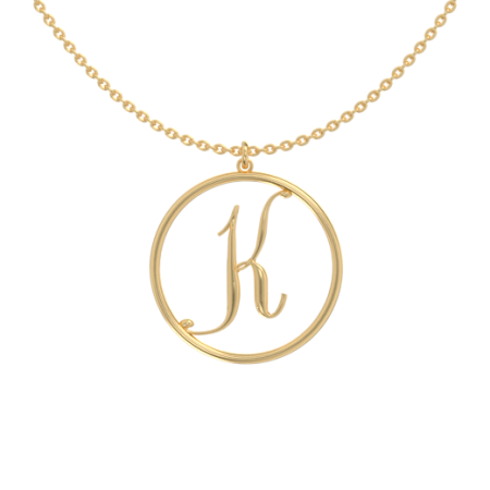 Circle Letter K Necklace in 18K Gold Plating