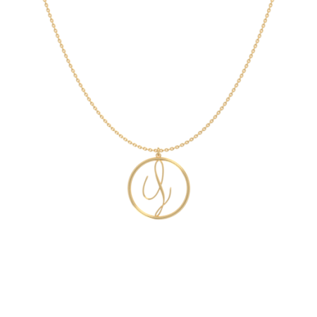 Circle Letter L Necklace-1 in 18K Gold Plating