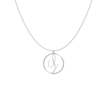 Circle Letter L Necklace-1 in 925 Sterling Silver