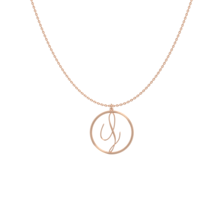 Circle Letter L Necklace-1 in 18K Rose Gold Plating