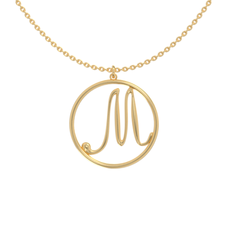 Circle Letter M Necklace in 18K Gold Plating
