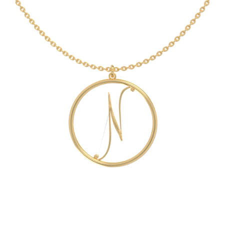 Circle Letter N Necklace in 18K Gold Plating