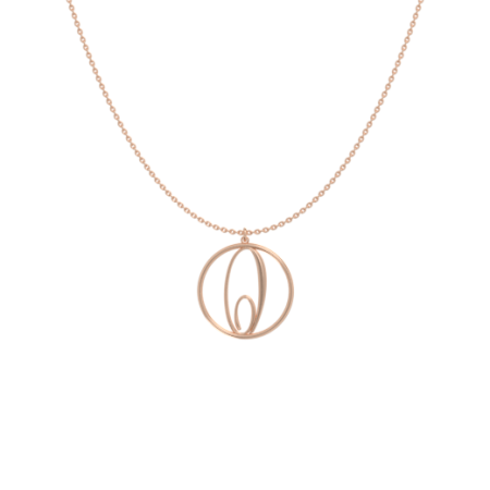 Circle Letter O Necklace-1 in 18K Rose Gold Plating