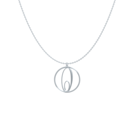 Circle Letter O Necklace-1 in 925 Sterling Silver
