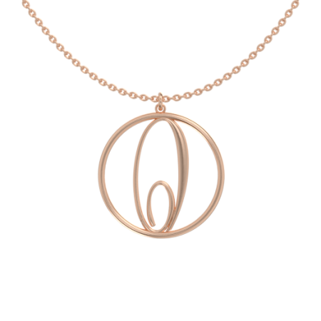 Circle Letter O Necklace in 18K Rose Gold Plating