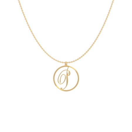 Circle Letter P Necklace-1 in 18K Gold Plating