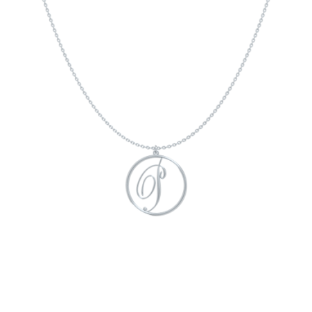 Circle Letter P Necklace-1 in 925 Sterling Silver