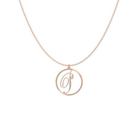 Circle Letter P Necklace-1 in 18K Rose Gold Plating