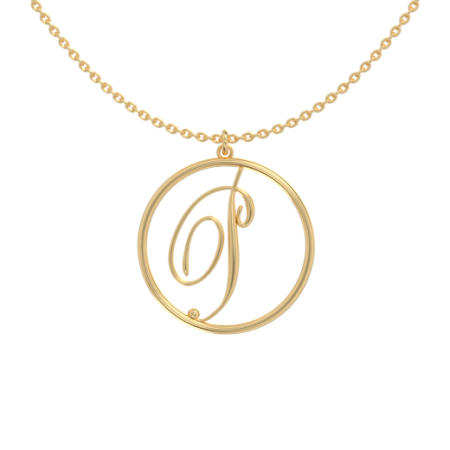 Circle Letter P Necklace in 18K Gold Plating
