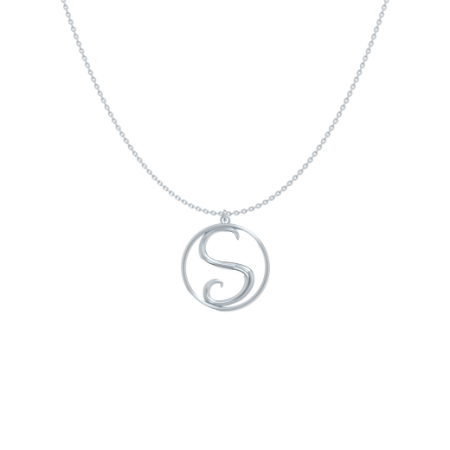 Circle Letter S Necklace-1 in 925 Sterling Silver