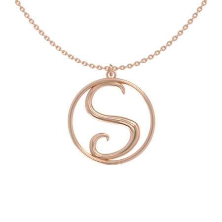 Circle Letter S Necklace in 18K Rose Gold Plating