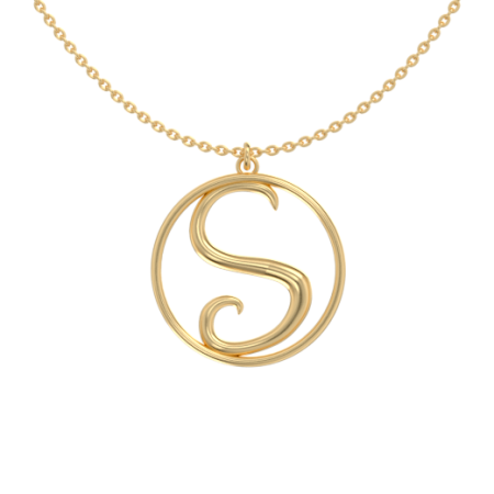 Circle Letter S Necklace in 18K Gold Plating