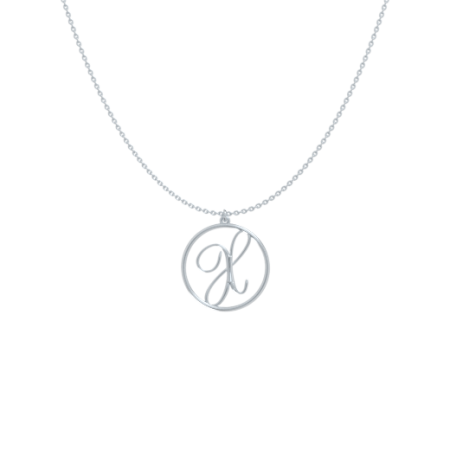 Circle Letter X Necklace-1 in 925 Sterling Silver
