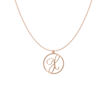 Circle Letter X Necklace-1 in 18K Rose Gold Plating
