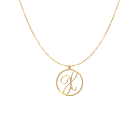 Circle Letter X Necklace-1 in 18K Gold Plating