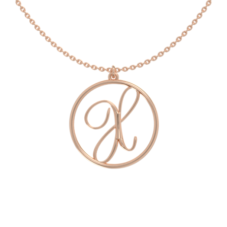 Circle Letter X Necklace in 18K Rose Gold Plating