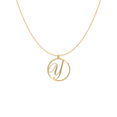 Circle Letter Y Necklace-1 in 18K Gold Plating