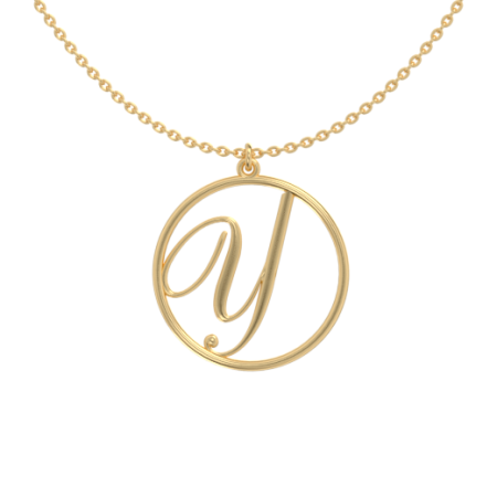 Circle Letter Y Necklace in 18K Gold Plating