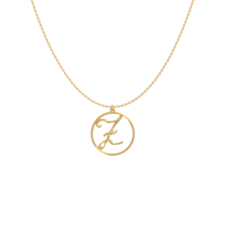 Circle Letter Z Necklace-1 in 18K Gold Plating