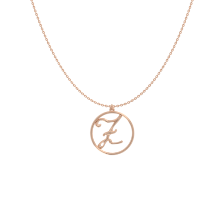 Circle Letter Z Necklace-1 in 18K Rose Gold Plating