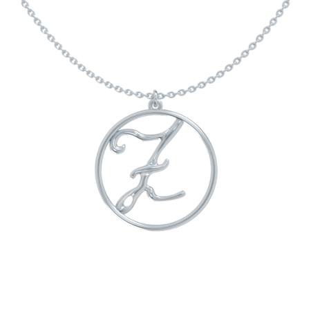 Circle Letter Z Necklace in 925 Sterling Silver
