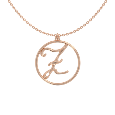 Circle Letter Z Necklace in 18K Rose Gold Plating