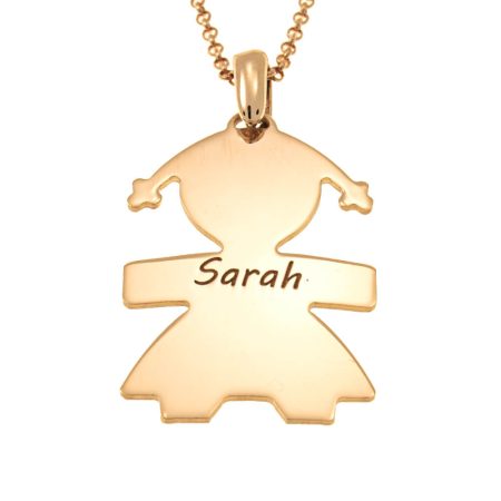 Little Girl Charm Necklace with Name in 18K Gold Plating